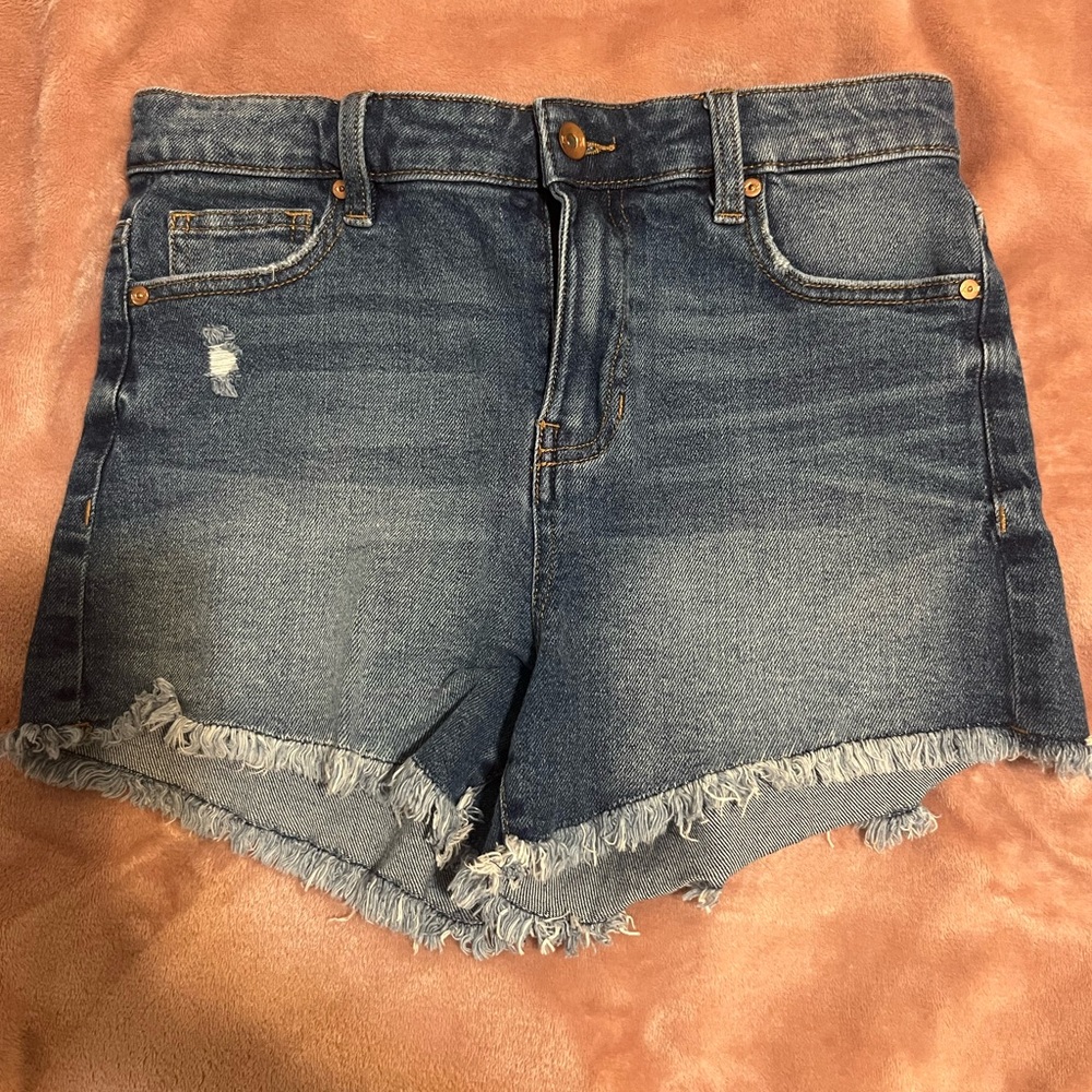 Kendall & Kylie Blue Frayed Jean Shorts
